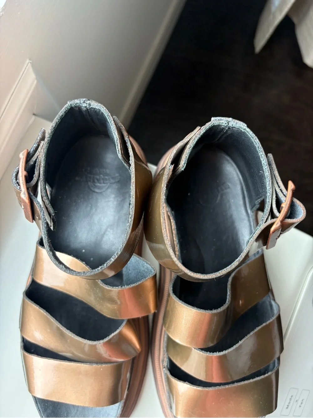 Dr Martens Clarissa Metallic Copper Gladiator Platform Sandals Womens size 8